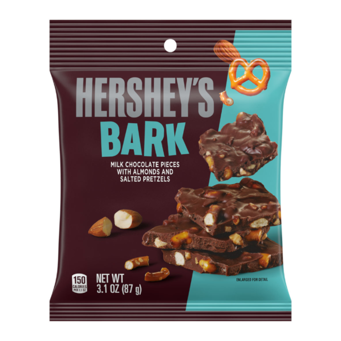 Hershey's Bark w/Pretzels & Almonds Peg Bag 3.1oz (87g)